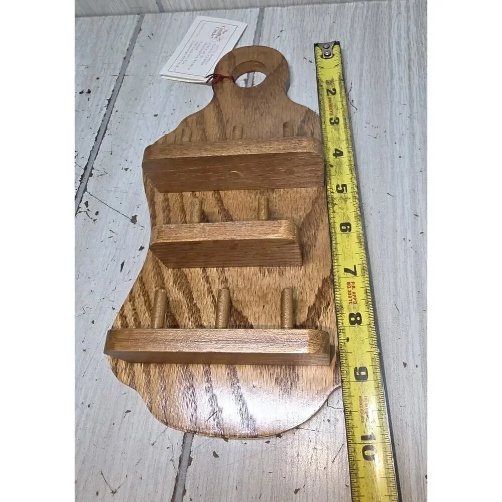 Vintage Wood Thimble Shelf Sewing Caddy Wall Mount 8 Spool Holder Heritage